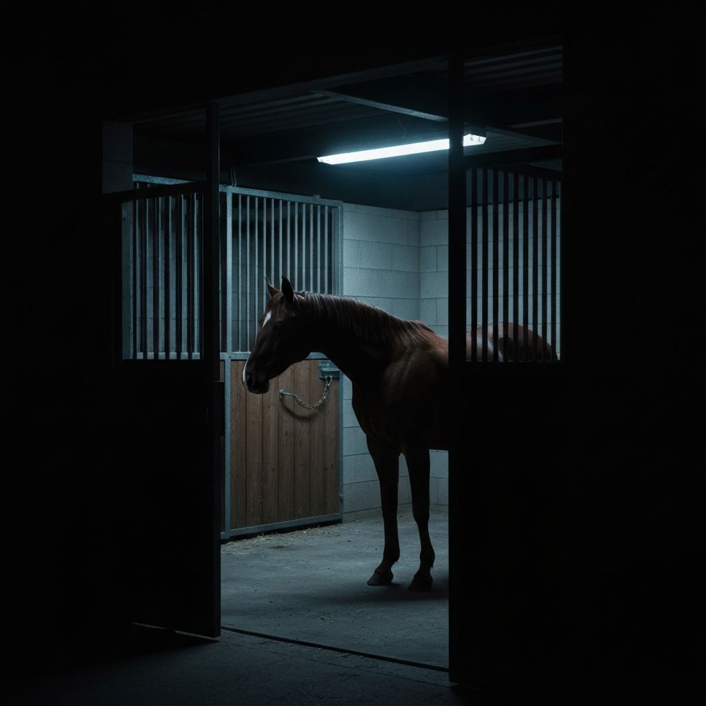 Dark stable at night